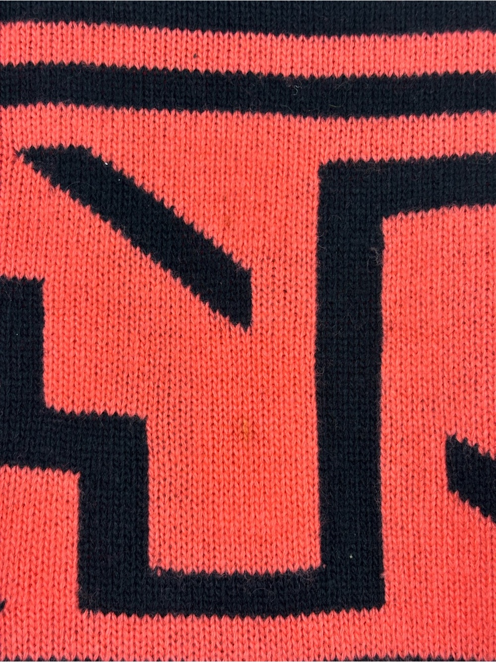 VTG Liz Claiborne LizSport Petites Lambs Wool Orange Black Sweater Size Medium - Picture 3 of 10